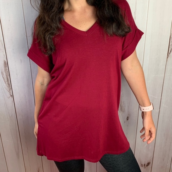 The Melody Top- red rolled sleeve tee - Picture 5 of 8